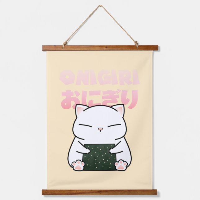 Rice Ball Sushi Cat Hanging Tapestry (Front)