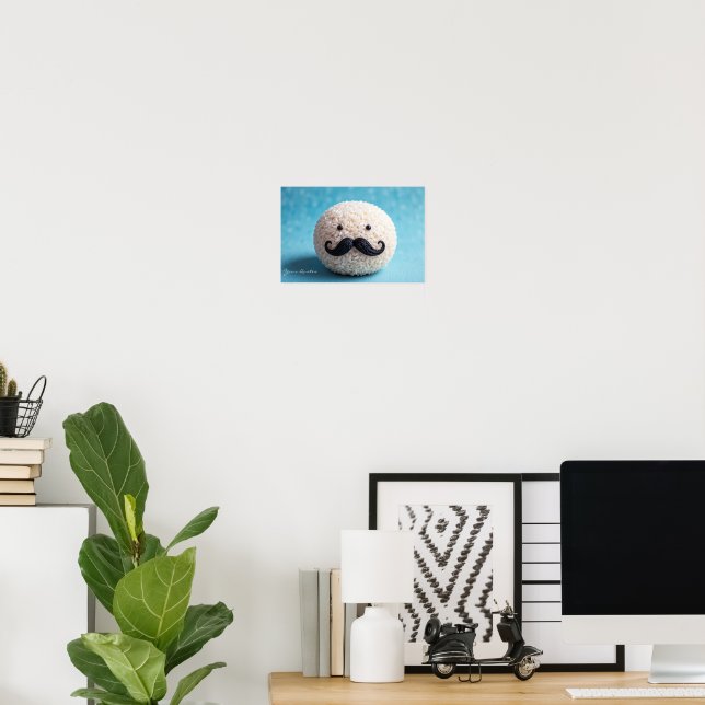Rice Ball with Moustache Poster (Home Office)