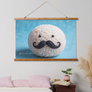 Rice Ball with Mustache Hanging Tapestry