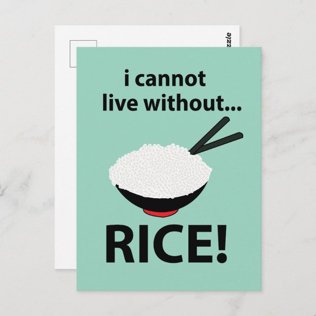 Rice Bowl I Cannot Live Without Rice  Postcard (Front/Back)