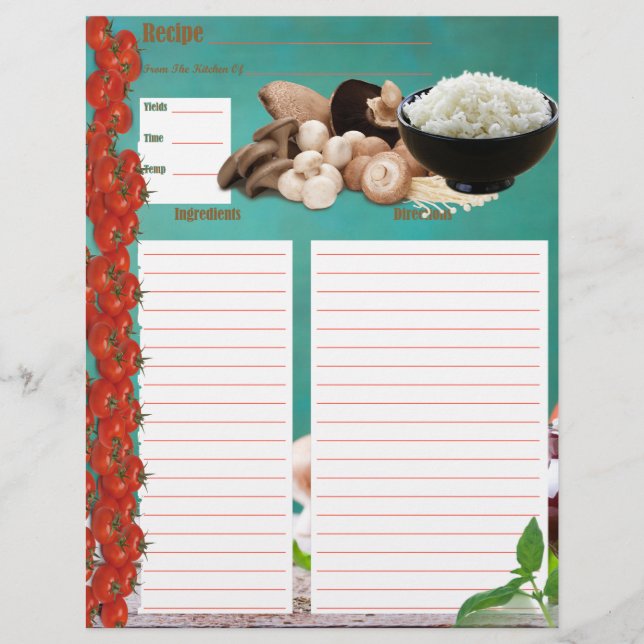 Rice Bowl Recipe Insert (Front)