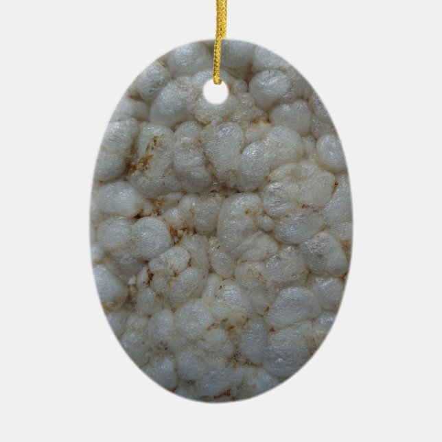 Rice Cake ,  Healthy Food, White Snack Ceramic Tree Decoration (Front)