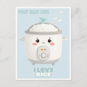 Rice cooker i love rice food kitchen postcard