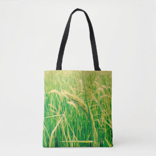 Rice field in rural and fresh, vintage styleabstr tote bag