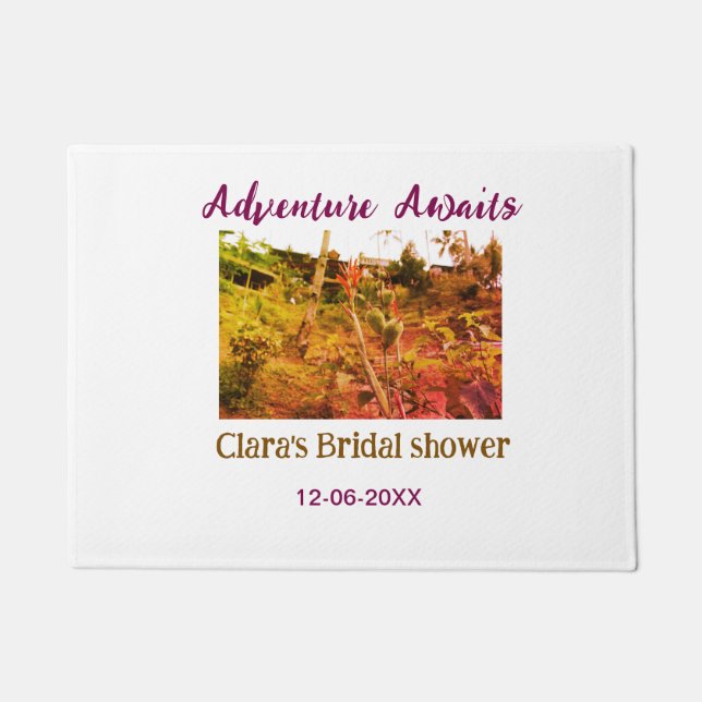 Rice fields adventure awaits bridal shower name fa doormat (Front)