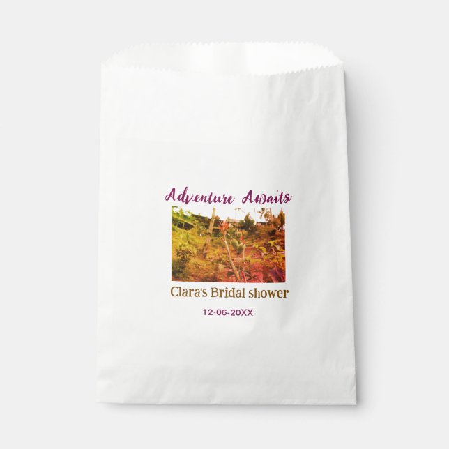 Rice fields adventure awaits bridal shower name fa favour bags (Front)