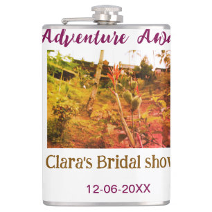 Rice fields adventure awaits bridal shower name fa hip flask