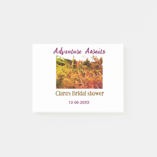 Rice fields adventure awaits bridal shower name fa post-it notes (Front)