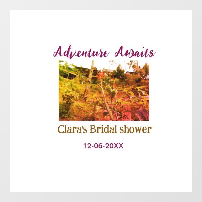 Rice fields adventure awaits bridal shower name fa window cling (Sheet)