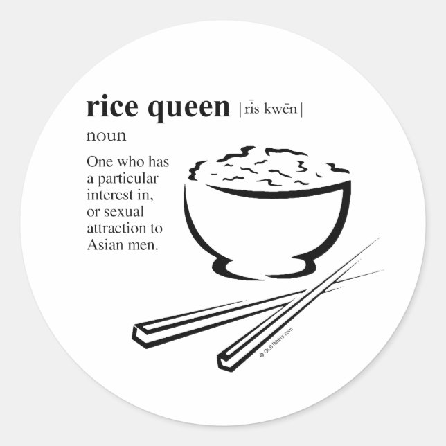 RICE QUEEN CLASSIC ROUND STICKER (Front)