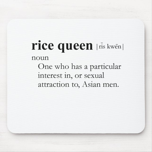 RICE QUEEN (definition) Mouse Mat (Front)