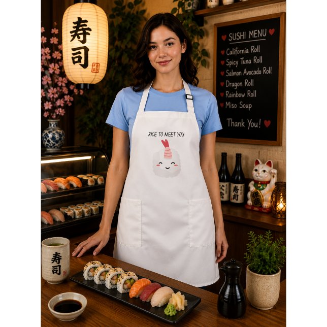 Rice To Meet You Kawaii Sushi  Long Apron (Creator Uploaded)