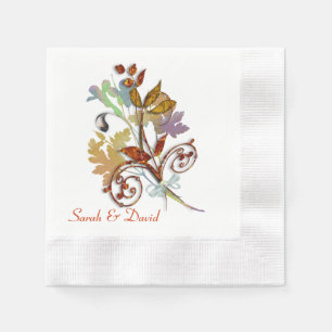 Rich Autumn Colours Floral Bouquet Napkin