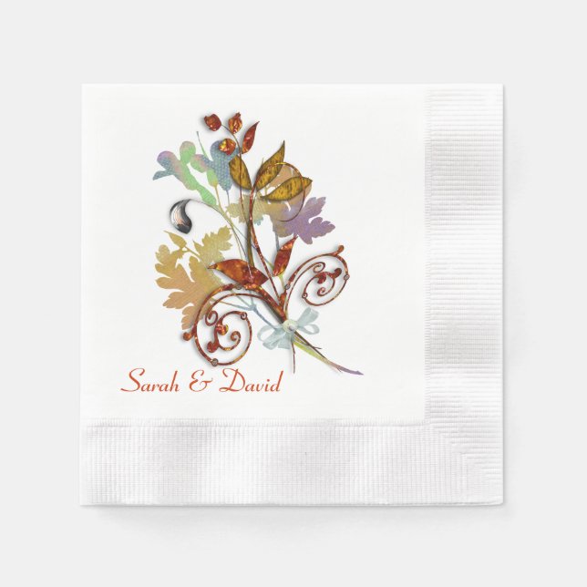 Rich Autumn Colours Floral Bouquet Napkin (Front)