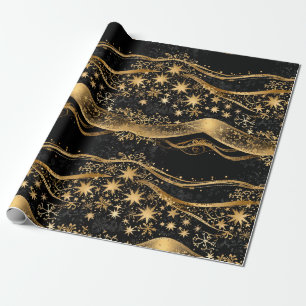 Rich Black & Gold Holiday Wrapping Paper
