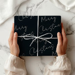 Rich Black Merry Christmas  Wrapping Paper<br><div class="desc">Modern,  plain-coloured wrapping paper. A modern Bohemian rich black with Merry Christmas in handwritten font printed in a repeating pattern. Rich Black Merry Christmas Wrapping Paper.</div>