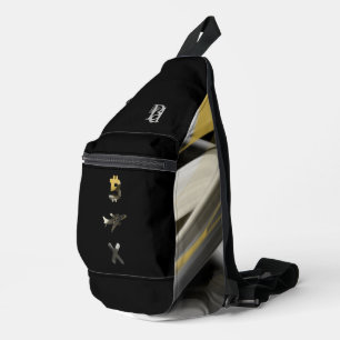 RICH Black Sling Bag Trend Abstract Art Gold