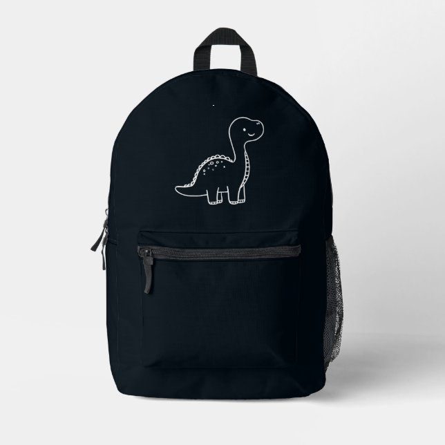 Rich Black Solid Colour Printed Backpack (Front)