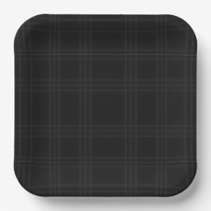 Rich Black Tones Scottish Tartan Plaid Pattern Paper Plate