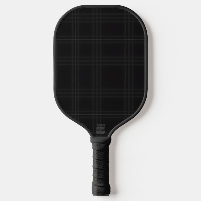 Rich Black Tones Scottish Tartan Plaid Pattern  Pickleball Paddle (Front)