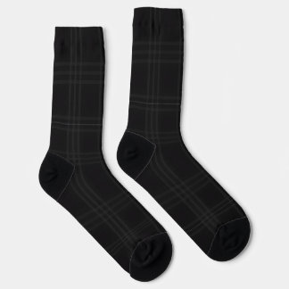Rich Black Tones Scottish Tartan Plaid Pattern Socks
