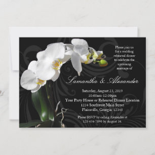 Rich Black w/ Orchid Rehearsal Dinner Invitations
