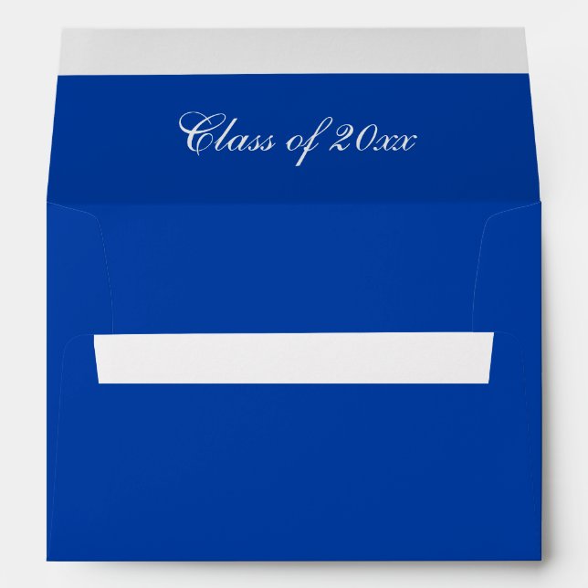 Rich Blue And Crisp White Typography Graduation  Envelope (Back (Bottom))