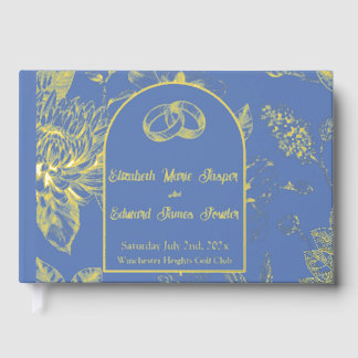 Rich Blue French Floral Toile Floral Guest Book
