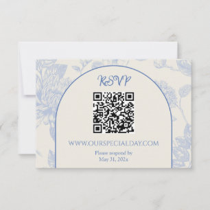 Rich Blue French Floral Toile Floral RSVP Card