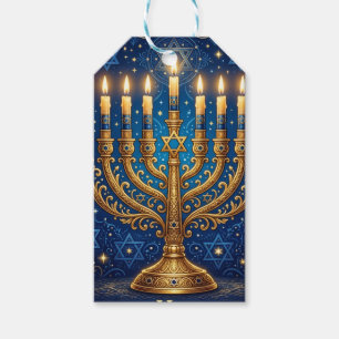 Rich Blue & Gold Jewelled Hanukkah Gift Tags
