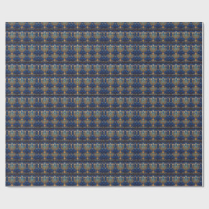 Rich Blue & Gold Jewelled Hanukkah Wrapping Paper