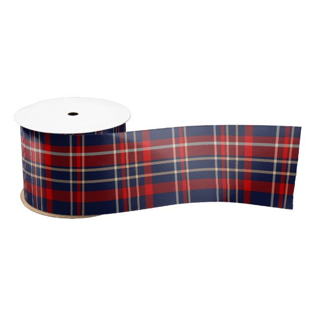 Rich Blue, Red and White Satin Ribbon (Spool)