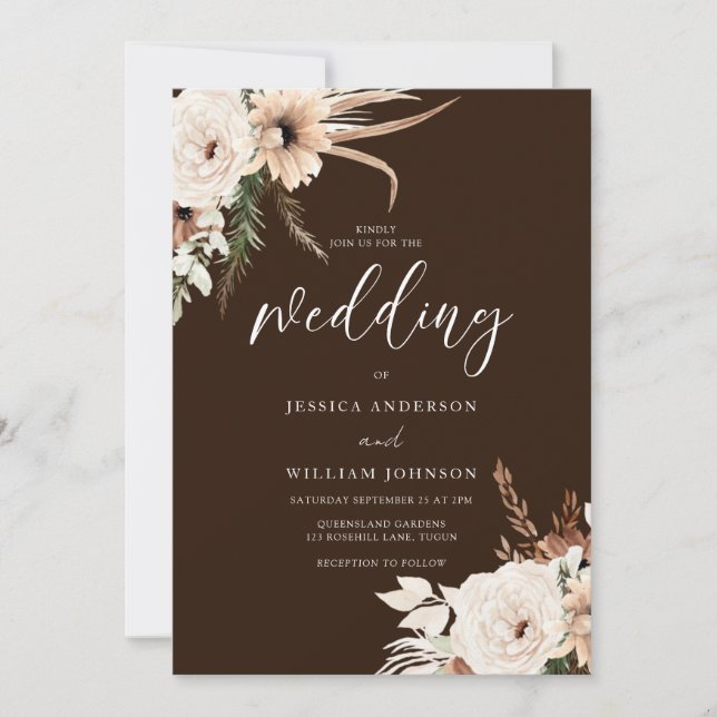 Rich Boho Florals Fall Autumn & Summer Wedding Invitation (Front)