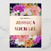 Rich Bouquets Purple Blue Pink Rose Gold Wedding