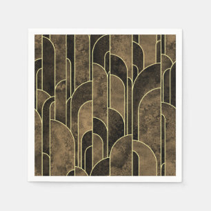 Rich Brown and Gold Art Deco Pattern Napkin