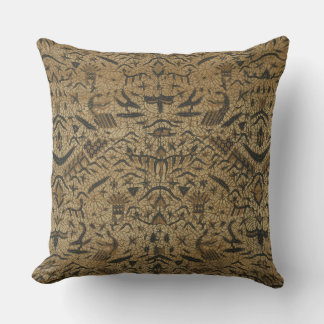Rich Brown, Black & Cream Batik Throw Pillow