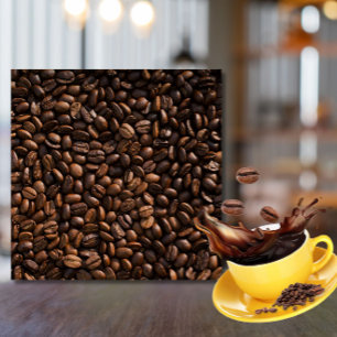 Rich Brown Coffee Beans Pattern Café/Coffee Bar Tile