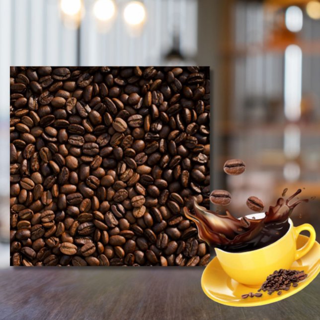 Rich Brown Coffee Beans Pattern Café/Coffee Bar Tile (Wake up your café or coffee bar with this stylish coffee beans pattern ceramic tile!)