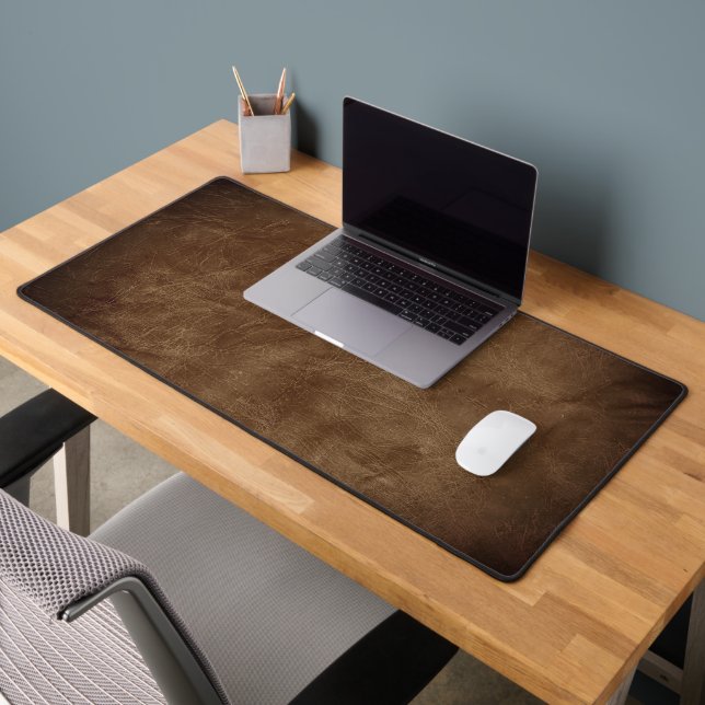 Rich Brown Leather Background With Vignette Desk Mat (Office 2)