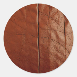 Rich Brown Leather Texture Pattern Classic Round Sticker