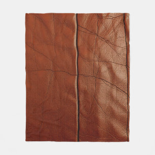 Rich Brown Leather Texture Pattern Fleece Blanket