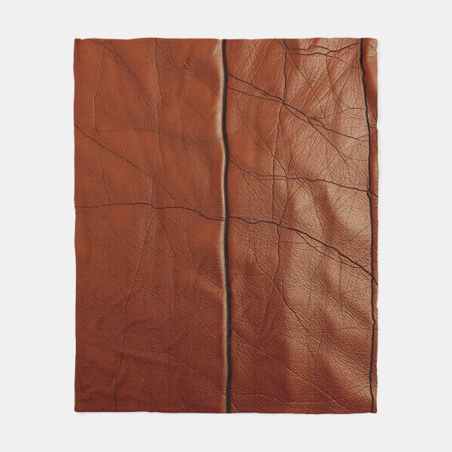 Rich Brown Leather Texture Pattern Fleece Blanket (Front)