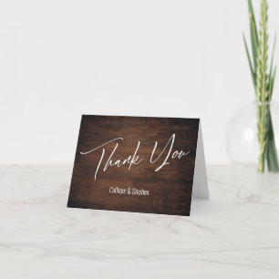 Rich Brown Wood Modern Casual Simple Typography Thank You Card