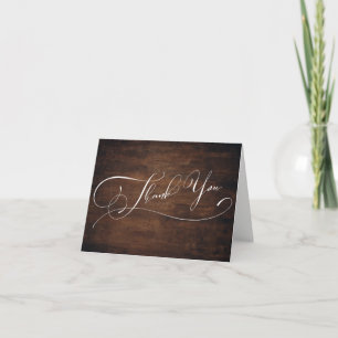 Rich Brown Wood Modern Elegant Typography Thank You Card
