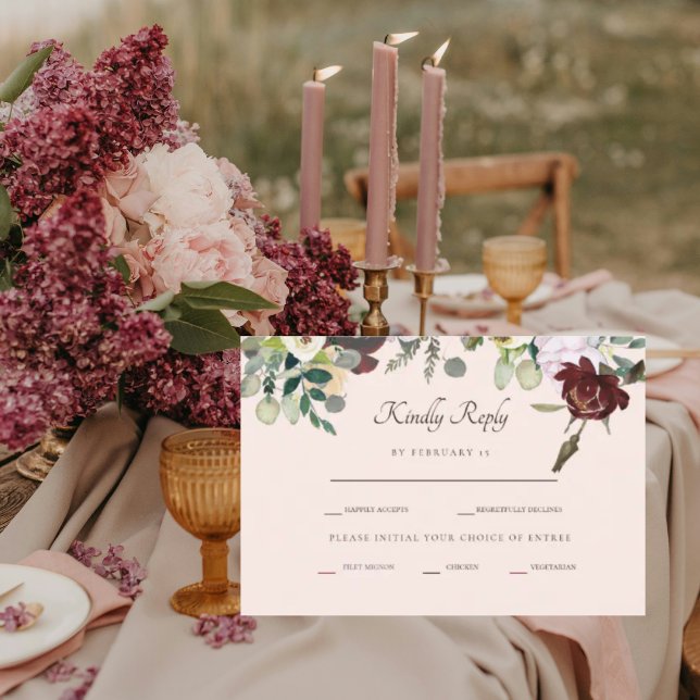 Rich Burgundy & Blush Wedding RSVP (Creator Uploaded)