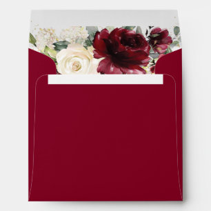 Rich Burgundy Ivory Square Card Wedding Envelope