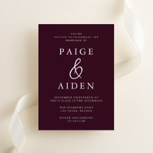 Rich Burgundy Maroon Modern Wedding Invitation