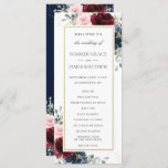 Rich Burgundy Red Blush Blue Roses Floral Wedding  Programme<br><div class="desc">Personalise this elegant timeless wedding program with your own wording easily and quickly,  simply press the customise it button to further re-arrange and format the style and placement of the text.  Double sided. The Happy Cat Studio</div>