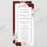 Rich Burgundy Red Blush Pink Roses Floral Wedding  Programme<br><div class="desc">Personalise this elegant timeless wedding program with your own wording easily and quickly,  simply press the customise it button to further re-arrange and format the style and placement of the text.  Double sided. The Happy Cat Studio</div>