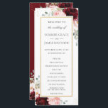 Rich Burgundy Red Blush Pink Roses Floral Wedding  Programme<br><div class="desc">Personalise this elegant timeless wedding program with your own wording easily and quickly,  simply press the customise it button to further re-arrange and format the style and placement of the text.  Double sided. The Happy Cat Studio</div>